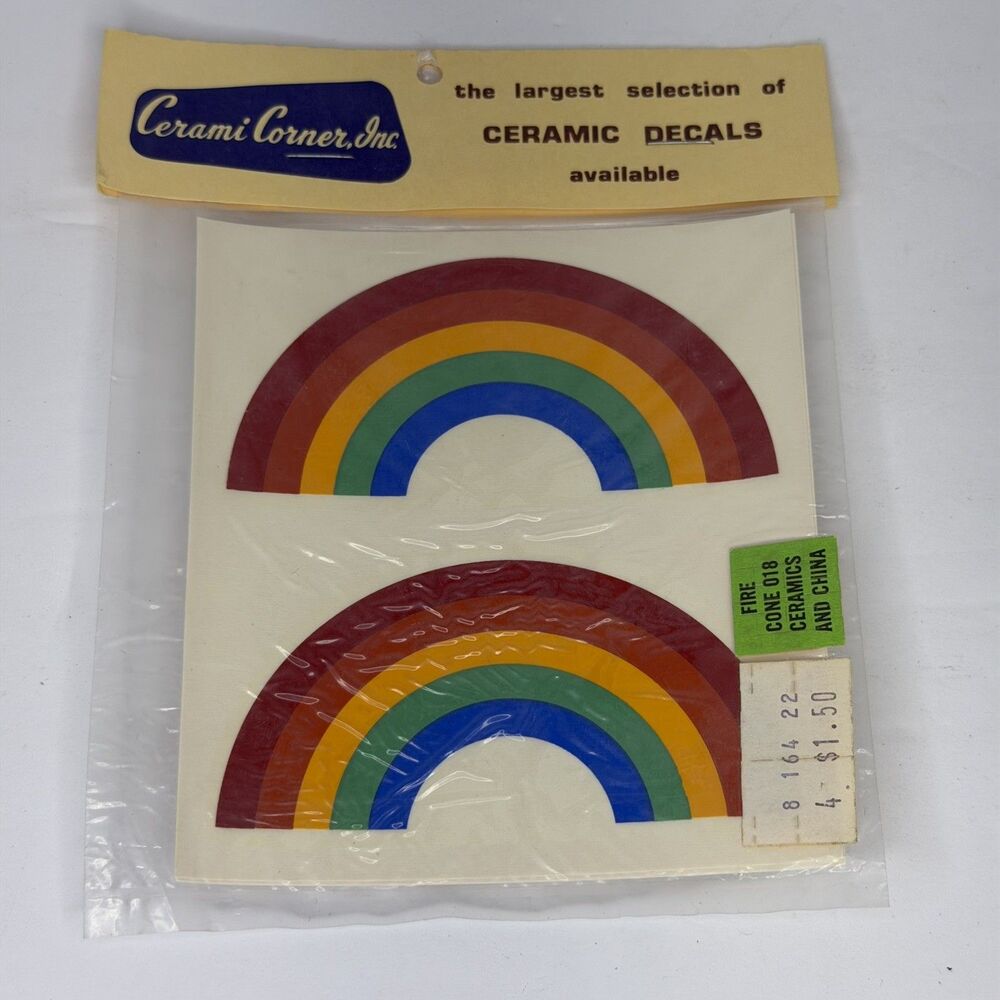 NOS Vintage Ceramic Decals Cerami Corner Inc Rainbow Pack of 2 DIY 80s Crafts